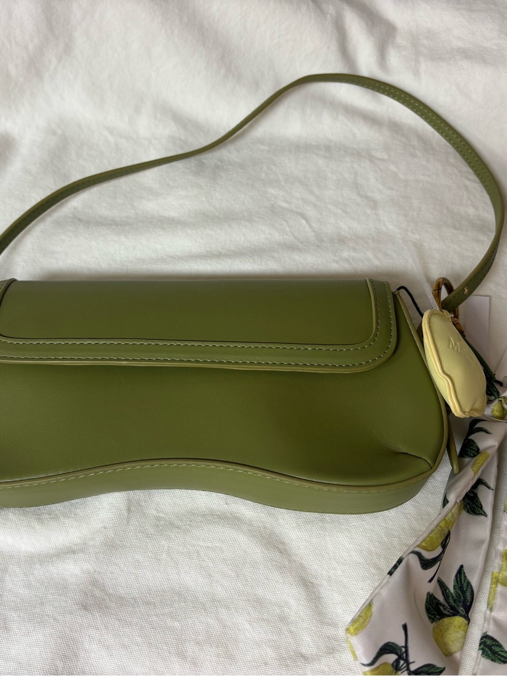 Steve Madden Olive Shoulder Bag with Lemon Scarf Accent - Picture 5 of 8